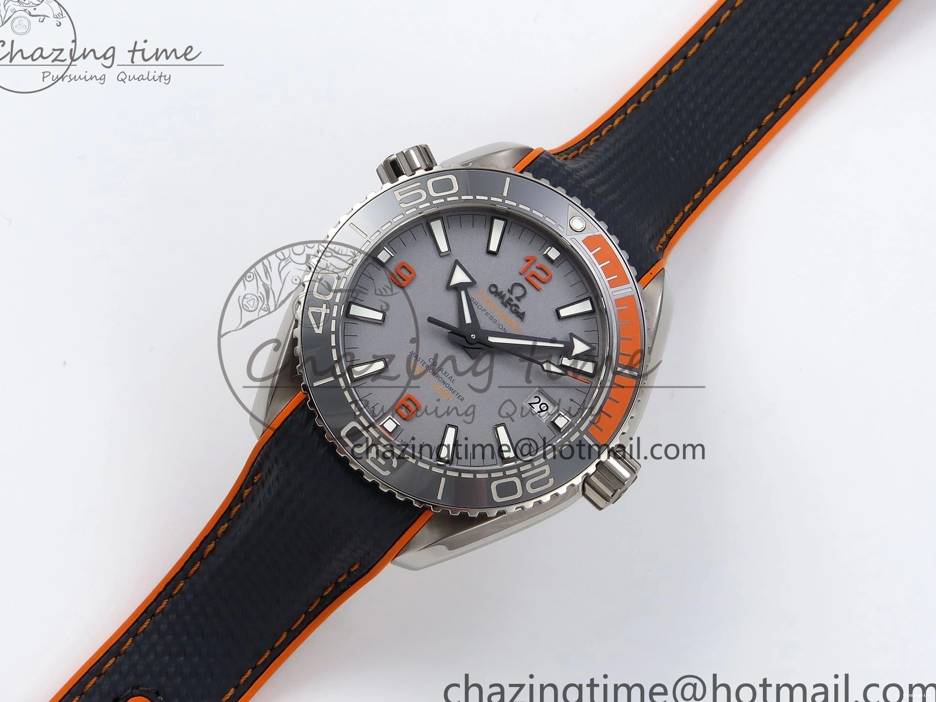 0415 Comfortable Planet Ocean 43.5mm SS VSF 1:1 Best Edition Black Orange Bezel Gray Dial on Nylon Strap A8900 Super Clone V 7730